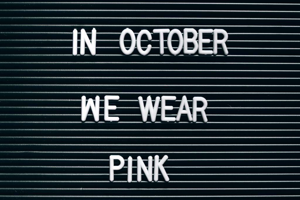 In October we wear pink for breast cancer.