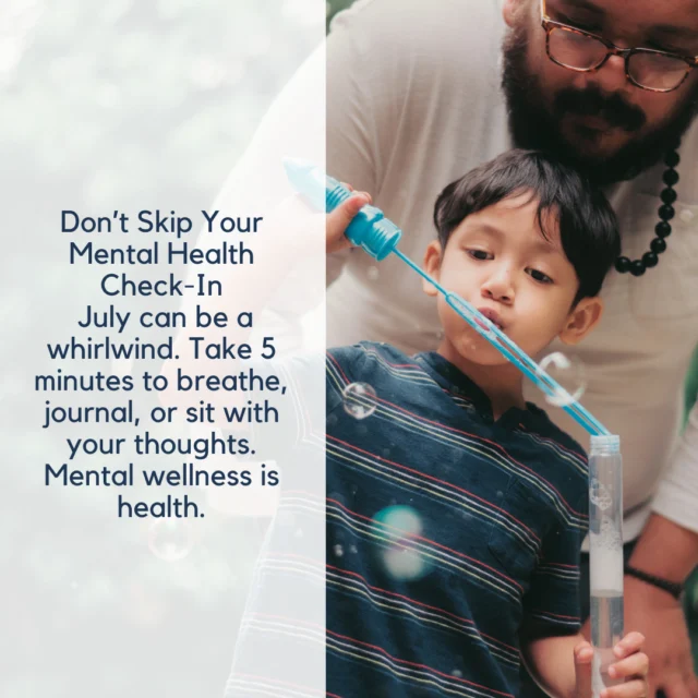 July can feel like a blur, between the heat, family events, vacations, and the push to “enjoy every moment,” it’s easy to forget to check in with yourself. But your mental health matters just as much as your physical wellness.⁠
⁠
Take just five minutes today to pause. 🧘‍♀️ Breathe deeply. Write out your thoughts. Step outside for some quiet. Whatever your check-in looks like, it’s valid, and it’s powerful. You don’t need a crisis to justify caring for your mind.⁠
Mental wellness is health. And you're allowed to protect your peace, even when things seem fine on the surface.⁠
⁠
💬 What’s one thing that helps you feel grounded?⁠
⁠
#HealthyAmericanUSA #MentalHealthMatters #EmotionalWellness #DailyCheckIn #MindBodyHealth #SelfCareInJuly