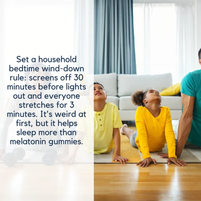 Tired but wired? Welcome to back-to-school bedtime.⁠
⁠
One simple trick we’ve been loving: 3-minute family stretch time before lights out. No fancy yoga, no routines. Just everyone stretching in the living room while screens are off. It feels awkward at first… but it works way better than melatonin gummies.⁠
⁠
This tiny ritual signals to your body and brain that it’s safe to slow down. And when everyone’s a little calmer at bedtime? The whole house sleeps better.⁠
⁠
🧡 Want more calming, realistic wellness habits for busy families?⁠
Follow Healthy American and get weekly tips straight to your inbox.⁠
⁠
#HealthyAmericanUSA #FamilyWellness #BetterSleepTips #BackToSchoolRoutines