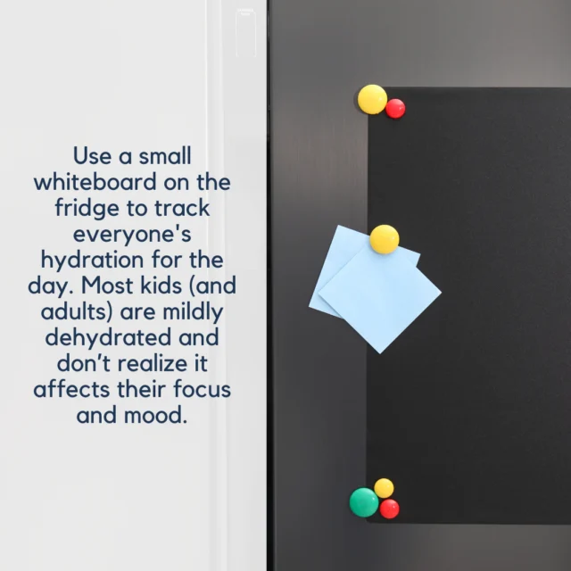 Think your kid is just grumpy after school? They might just be… dehydrated.⁠
⁠
Most kids (and adults!) don’t drink enough water during the day, and we often mistake low hydration for tiredness, mood swings, or even anxiety. One easy fix? A simple hydration tracker on the fridge.⁠
⁠
Let everyone mark off their water goals for the day with a dry-erase marker or stickers. Turns out, even teens love a good visual win. ⁠
⁠
Bonus: it gets the whole family a little more mindful of how they’re feeling.⁠
⁠
✨ Want more small wellness tweaks that actually make a difference?⁠
Follow Healthy American for practical tips delivered weekly.⁠
⁠
#HealthyAmericanUSA #StayHydrated #FamilyWellnessTips #BackToSchoolHealth
