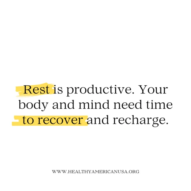 In a world that constantly encourages us to do more, achieve more, and stay busy, rest can sometimes feel unproductive. But the truth is, rest is one of the most important things we can do for our health.⁠
⁠
Our bodies and minds need time to recover, recharge, and repair. Getting enough rest can support everything from our mood and energy levels to our immune system and overall well-being.⁠
⁠
Taking time to slow down isn't lazy. It's necessary. Whether it's getting a good night's sleep, taking a short break during the day, spending quiet time with loved ones, or simply giving yourself permission to pause, rest is an essential part of a healthy lifestyle.⁠
⁠
Remember: taking care of yourself isn't time wasted. It's an investment in your health.⁠
⁠
How do you like to recharge when life gets busy? Share your favorite ways to rest and reset in the comments. ❤️⁠
⁠
#HealthyLiving #WellnessJourney #SelfCare #HealthyHabits #MentalWellness #HealthyLifestyle #Wellness #FamilyHealth #RestAndRecharge #HealthyAmerican⁠