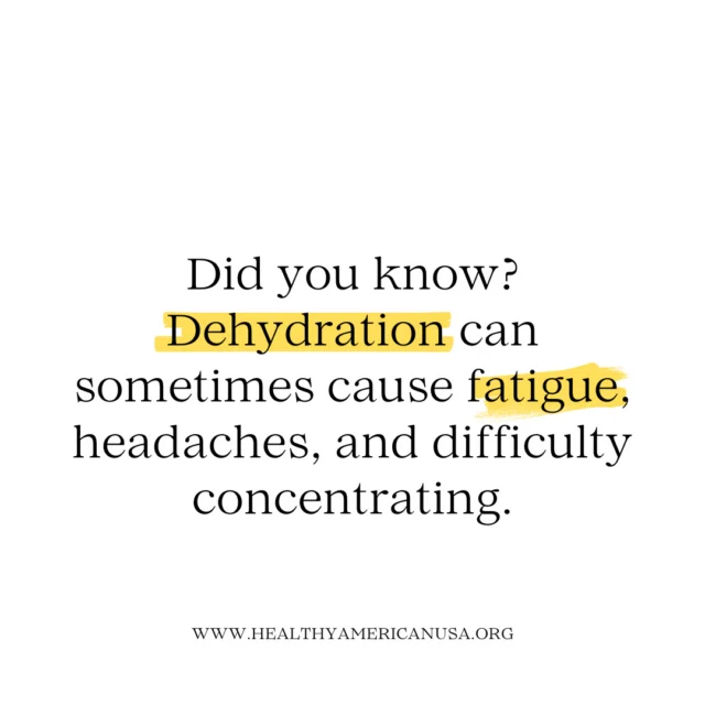 Did you know that not drinking enough water can sometimes leave you feeling tired, give you headaches, or make it harder to concentrate?⁠
⁠
When life gets busy, it's easy to forget something as simple as staying hydrated. But our bodies rely on water to support many important functions, including regulating body temperature, transporting nutrients, and helping us stay energized and alert.⁠
⁠
If you've been feeling a little sluggish lately, it may be worth checking in with your hydration habits. Carrying a water bottle, setting reminders, or adding slices of fruit to your water are all simple ways to help you drink more throughout the day.⁠
⁠
Of course, fatigue, headaches, and difficulty concentrating can have many different causes. If you have symptoms that are persistent, severe, or concerning, it's always a good idea to speak with a healthcare provider.⁠
⁠
How do you remember to drink enough water during the day? Share your favorite tips in the comments! 💧⁠
⁠
#HealthyLiving #Hydration #WellnessJourney #HealthyHabits #HealthyLifestyle #Wellness #FamilyHealth #PreventiveHealth #SelfCare #HealthyAmerican⁠